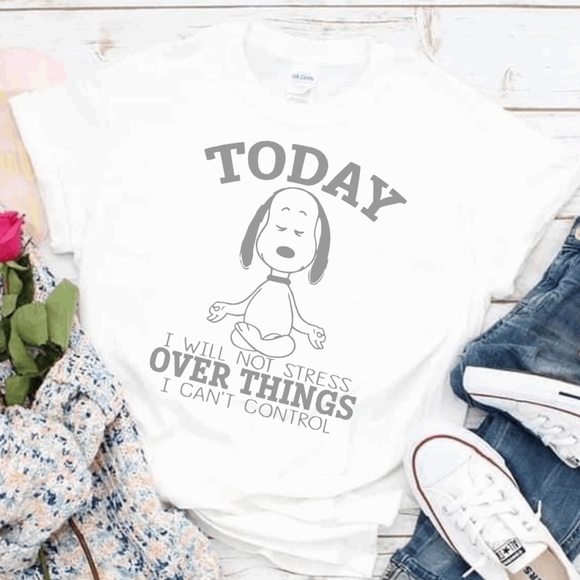 Snoopy yoga namaste I will not stress  t-shirt unisex - Picture 5 of 5